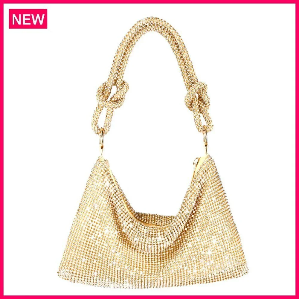 Rhinestone Evening Clutch with Shoulder Strap, 10